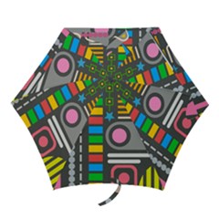 Pattern Geometric Abstract Colorful Arrows Lines Circles Triangles Mini Folding Umbrellas by Grandong