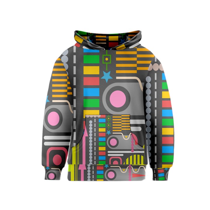 Pattern Geometric Abstract Colorful Arrows Lines Circles Triangles Kids  Pullover Hoodie