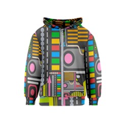 Pattern Geometric Abstract Colorful Arrows Lines Circles Triangles Kids  Zipper Hoodie by Grandong