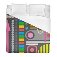 Pattern Geometric Abstract Colorful Arrows Lines Circles Triangles Duvet Cover (full/ Double Size) by Grandong