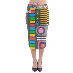 Pattern Geometric Abstract Colorful Arrows Lines Circles Triangles Midi Pencil Skirt by Grandong