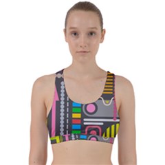 Pattern Geometric Abstract Colorful Arrows Lines Circles Triangles Back Weave Sports Bra by Grandong