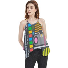 Pattern Geometric Abstract Colorful Arrows Lines Circles Triangles Flowy Camisole Tank Top by Grandong