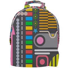 Pattern Geometric Abstract Colorful Arrows Lines Circles Triangles Mini Full Print Backpack by Grandong