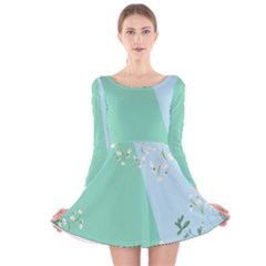 Flower Branch Corolla Wreath Lease Long Sleeve Velvet Skater Dress by Grandong