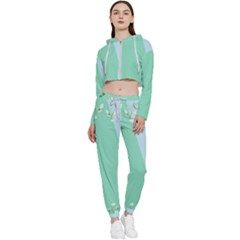 Flower Branch Corolla Wreath Lease Cropped Zip Up Lounge Set