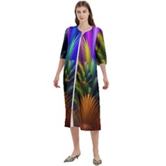 Abstract Colors - , Abstract Colors Women s Cotton 3/4 Sleeve Night Gown by nateshop