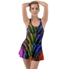 Abstract Colors - , Abstract Colors Ruffle Top Dress Swimsuit by nateshop