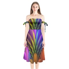 Abstract Colors - , Abstract Colors Shoulder Tie Bardot Midi Dress by nateshop