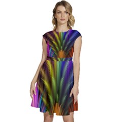 Abstract Colors - , Abstract Colors Cap Sleeve High Waist Dress