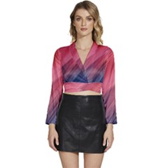 Abstract, Lines Long Sleeve Tie Back Satin Wrap Top by nateshop