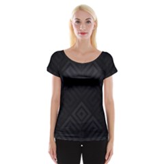 Black Pattern, Black, Pattern Cap Sleeve Top by nateshop