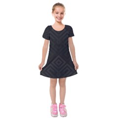 Black Pattern, Black, Pattern Kids  Short Sleeve Velvet Dress