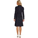 Black Pattern, Black, Pattern Long Sleeve Shirt Collar A-Line Dress View4