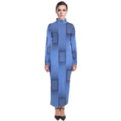 Blue Pattern Texture Turtleneck Maxi Dress by nateshop