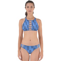 Blue Pattern Texture Perfectly Cut Out Bikini Set by nateshop