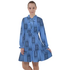 Blue Pattern Texture All Frills Chiffon Dress by nateshop