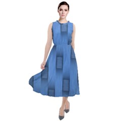 Blue Pattern Texture Round Neck Boho Dress by nateshop