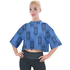 Blue Pattern Texture Mock Neck T-shirt by nateshop