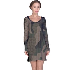 Camo, Abstract, Beige, Black, Brown Military, Mixed, Olive Long Sleeve Nightdress by nateshop