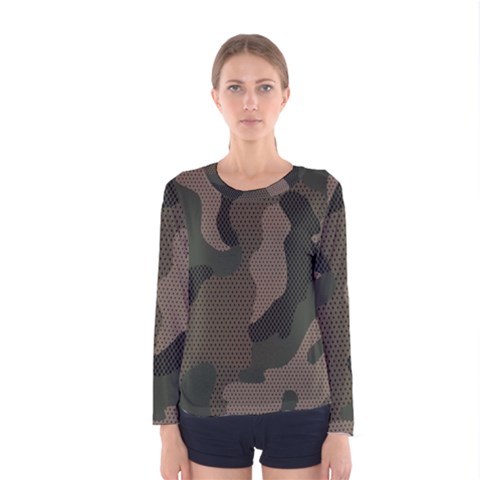 Camo, Abstract, Beige, Black, Brown Military, Mixed, Olive Women s Long Sleeve T-shirt by nateshop