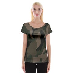 Camo, Abstract, Beige, Black, Brown Military, Mixed, Olive Cap Sleeve Top by nateshop