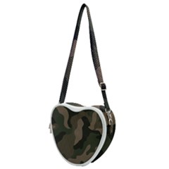 Camo, Abstract, Beige, Black, Brown Military, Mixed, Olive Heart Shoulder Bag by nateshop