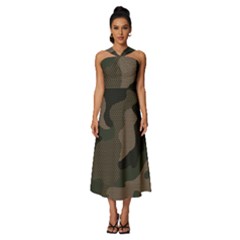 Camo, Abstract, Beige, Black, Brown Military, Mixed, Olive Sleeveless Cross Front Cocktail Midi Chiffon Dress by nateshop