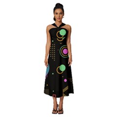 Colartive, Aesthetic, Amoled, Black, Colorful, Desenho Sleeveless Cross Front Cocktail Midi Chiffon Dress by nateshop
