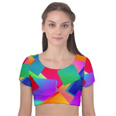 Colors, Color Velvet Short Sleeve Crop Top 