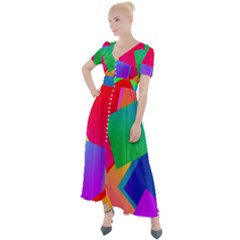 Colors, Color Button Up Short Sleeve Maxi Dress