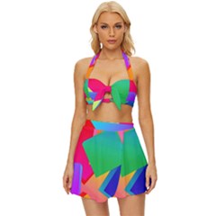 Colors, Color Vintage Style Bikini Top and Skirt Set 