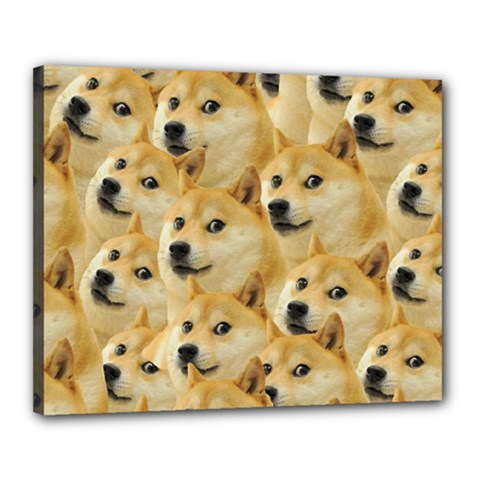 Doge, Memes, Pattern Canvas 20  x 16  (Stretched)