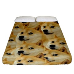 Doge, Memes, Pattern Fitted Sheet (Queen Size)