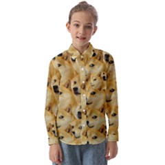 Doge, Memes, Pattern Kids  Long Sleeve Shirt