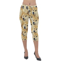 Doge, Memes, Pattern Lightweight Velour Capri Leggings 