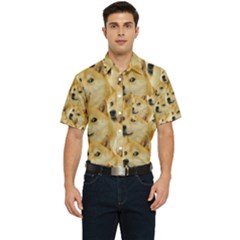 Doge, Memes, Pattern Men s Short Sleeve Pocket Shirt 