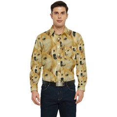 Doge, Memes, Pattern Men s Long Sleeve Pocket Shirt 