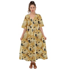 Doge, Memes, Pattern Kimono Sleeve Boho Dress