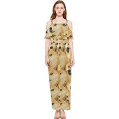 Doge, Memes, Pattern Draped Sleeveless Chiffon Jumpsuit