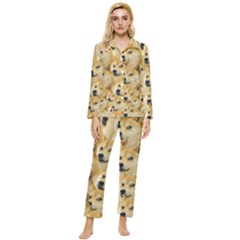 Doge, Memes, Pattern Womens  Long Sleeve Velvet Pocket Pajamas Set