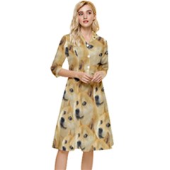 Doge, Memes, Pattern Classy Knee Length Dress