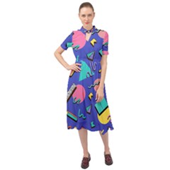 Geometric Shapes Material Design, Lollipop, Lines Keyhole Neckline Chiffon Dress by nateshop