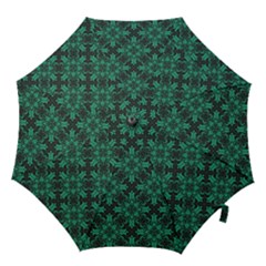 Green Damask Pattern Vintage Floral Pattern, Green Vintage Hook Handle Umbrellas (large) by nateshop