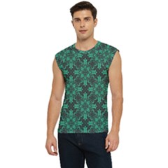 Green Damask Pattern Vintage Floral Pattern, Green Vintage Men s Raglan Cap Sleeve T-shirt
