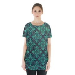 Green Damask Pattern Vintage Floral Pattern, Green Vintage Skirt Hem Sports Top by nateshop