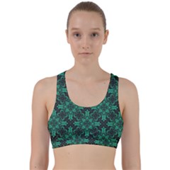 Green Damask Pattern Vintage Floral Pattern, Green Vintage Back Weave Sports Bra by nateshop