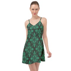 Green Damask Pattern Vintage Floral Pattern, Green Vintage Summer Time Chiffon Dress by nateshop