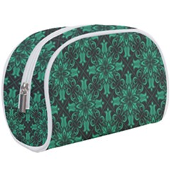 Green Damask Pattern Vintage Floral Pattern, Green Vintage Make Up Case (large) by nateshop