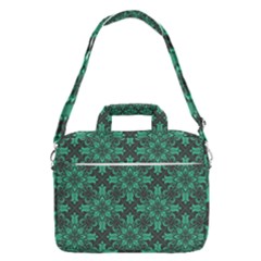 Green Damask Pattern Vintage Floral Pattern, Green Vintage Macbook Pro 16  Shoulder Laptop Bag